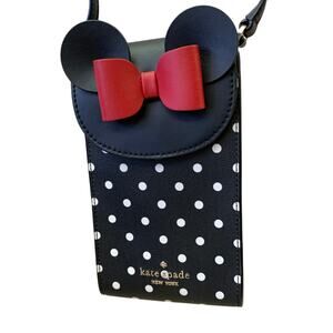 Disney X Kate Spade Minnie Mouse North South Flap Phone Crossbody Bag Black